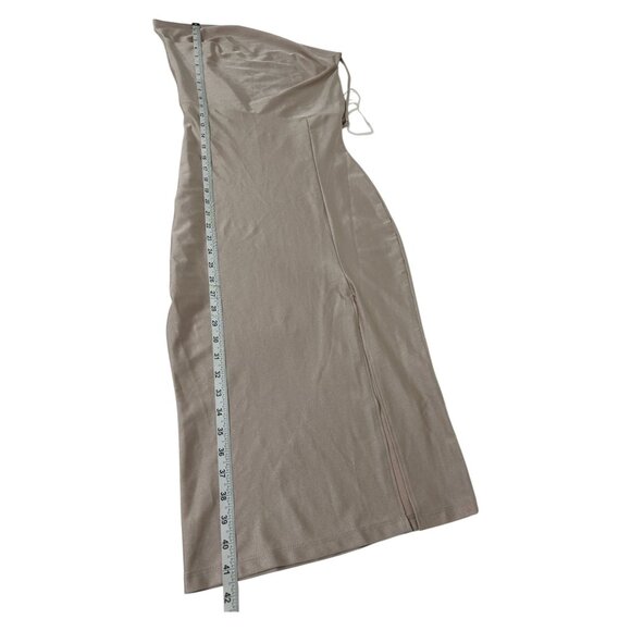 Glare Womens Size M Cowl Neck Beige Midi Slip Dress Bodycon Backless Formal - Picture 10 of 12